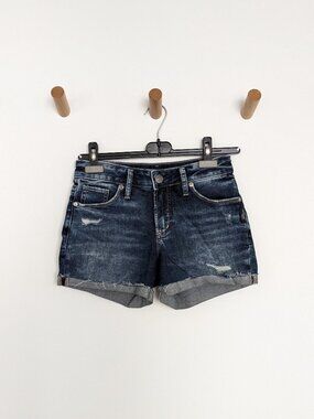 Silver Jeans Mid-Rise Denim Shorts – Dark Blue, Women's 24